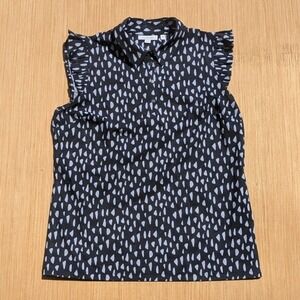 Chico's Blouse Top Women's (0.5) 6 Career Business Casual Dark Academia Ruffle‎